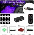 Car Interior Ambient Lights,4Pcs 12LED USB Plug-in RGB Multicolor Star Atmosphere Lights for Car Carpets Under Dash LED Accent Lighting Kit with Sound Active and Remote Control DC 5V. 