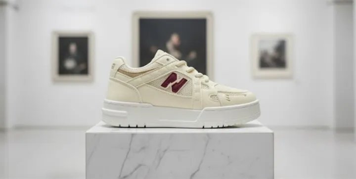 Click & Kick Beige and maroon mesh platform sneaker. | Daraz.lk
