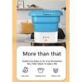Blue Portable Travel Washing Machine, Mini Folding Washing Machine Combo with Small Collapsible Drain Basket UK Plug. 