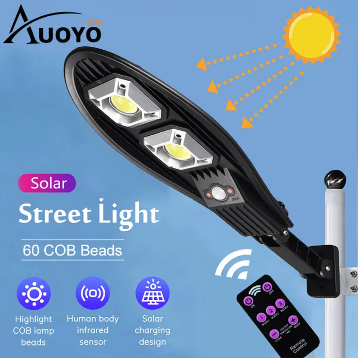 Auoyo LED Solar Light Outdoor Solar Motion Sensor Wall Light Street Lamp Ip65 Waterproof Adjustable 3 Modes Garden Decoration Street Lamp