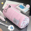 Pink Pencil Case Multifunctional Kawaii Soft Pen Storage Bag Large Capacity Cute Cosmetic Pouch for Student School Office Art. 