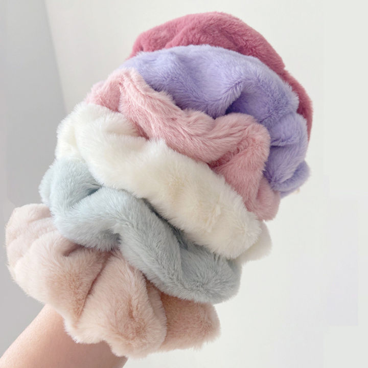Winter%20Warm%20Soft%20Hair%20Scrunchies%20For%20Women%20Girls%20Cute%20Plush%20Elastic%20Hair%20Band%20Multicolor%20Rubber%20Band%20Hair%20Loop%20Hair%20Accessories%20Luyo%20-%20Image%202