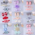 I Love Daddy&Mummy 3Pcs/Set Baby Girl Headband Socks Set Lace Flower Bows Newborn Hair Bands Headbands For Girls Turban Baby Hair Accessories. 