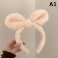New Rabbit Ear Plush Headband Women Solid Color Plush Hairband Hair Hoop Girls ANLAN. 
