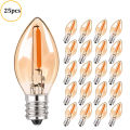 LED Night Light Bulbs C7 Chandelier E12 E14 Base Decorative Light Bulbs 0.5 Watts Christmas Small Candle Bulb 2200K Amber Glass. 