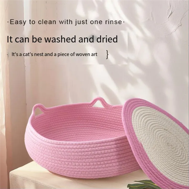 OYPFXMI%20Cat%20Kennel,%20Small%20Pet%20Round%20Cotton%20Rope%20Kennel,%20Small%20House,%20Easy%20to%20Clean%20Dog%20Kennel%20and%20Cat%20Kennel%20in%20Summer%20Pink%20-%20Image%206