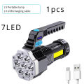 Portable 7 LED FlashLight COB Side Lights USB Rechargeable 4 Modes Torch With Power Display Outdoor Waterproof Emergency Lamp. 