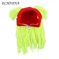 Light Pet Hat Adorable Winter Pet Hat with Funny Fake Hair Ponytail for Warmth Style Perfect for Dogs Cats in Asia. 