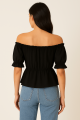FA FASHION Women’s Black Off-Shoulder Peplum Top | Casual Puff Sleeve Blouse. 