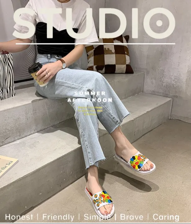 【ZOSR】Summer Women's Indoor Non-Slip Home Soft Bottom Sunflower Slippers