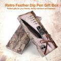 TA Classical Retro Fountain Pen Set Natural Feat rs Carved Calligraphy Exquisite Writing ft Box for Christmas Valentine. 