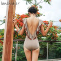 Swimsuit Female Online Influencer One-Piece New Korean Style Slim Cover Belly Stretchy Slim-Fit White Girl Mesh Swimsuit. 