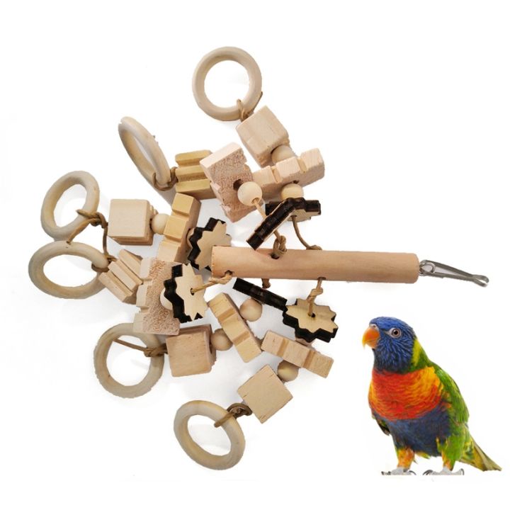 【EleganceEssence】Parrot Chewing Blocks Natural Wood Stick Bite Toys Best for Finch Parakeet Cockatiel Conure Canary Lovebird