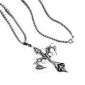 Fashion Vintage Flame Cross Pendant Necklace For Women Men Long Chain Punk Goth Trendy Accessories Choker Gothic Jewelry. 
