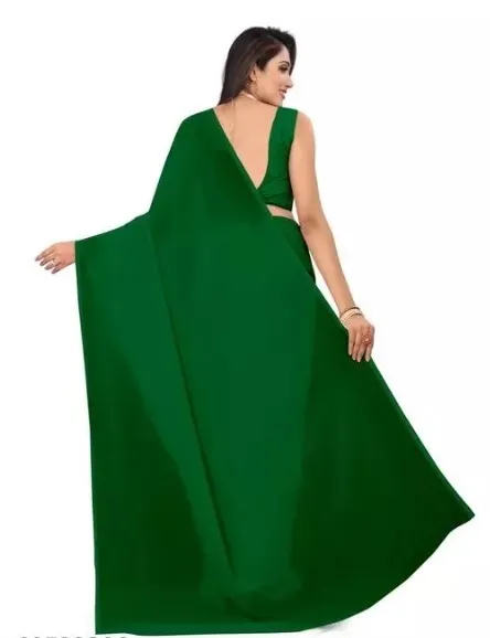 PLAIN%20DARK%20GREEN%20GEORGETTE%20SAREE%20WITH%20BLOUSE%20PIECE%20-%20Image%202