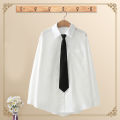 GIDYQ Women White Jk Shirts Long Sleeve Fall Student Shirts Casual Button Up Japan Black Tie Preppy Style Girls Tops New. 