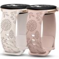 NEW Wearlizer 2 Pack Floral Engraved Band For Google Pixel Watch 2/ Google Pixel watch Silicone sport Straps for Pixel Watch 2. 