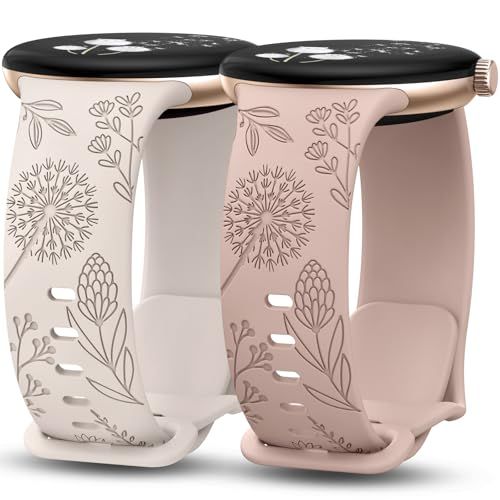 NEW%20Wearlizer%202%20Pack%20Floral%20Engraved%20Band%20For%20Google%20Pixel%20Watch%202/%20Google%20Pixel%20watch%20Silicone%20sport%20Straps%20for%20Pixel%20Watch%202%20-%20Image%207