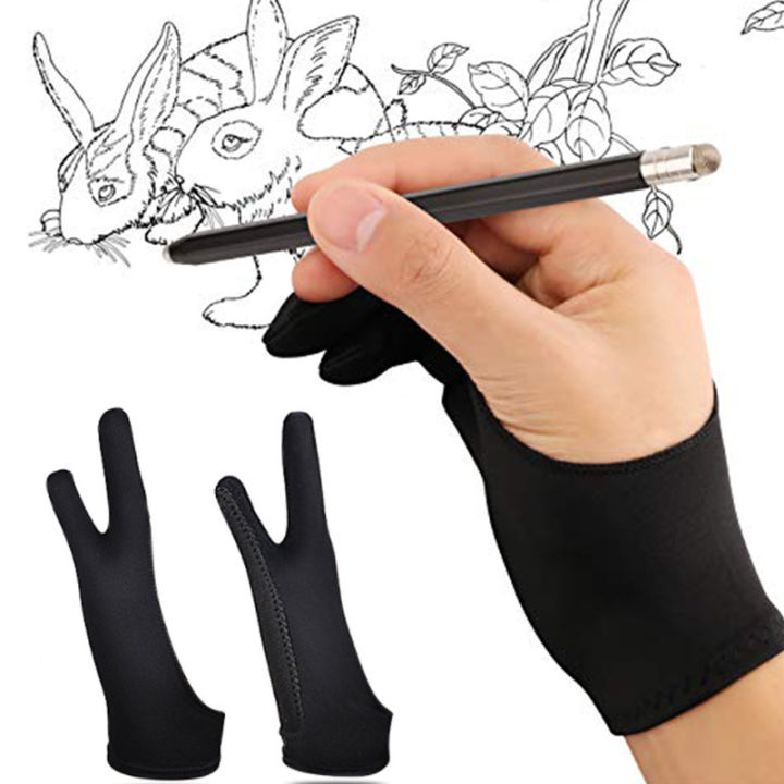 1pcs Home Artists Gloves Palm Rejection Two Fingers Gloves Drawing Pen Display Paper Art Painting Sketching Graphics