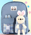 Kids Cartoon Decor Plaid Pattern Backpack School Nursery Bag. 