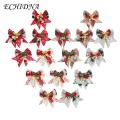 ECHIDNA Christmas Decor Bowknot Bell Xmas Tree Ribbon Bow Pendant. 