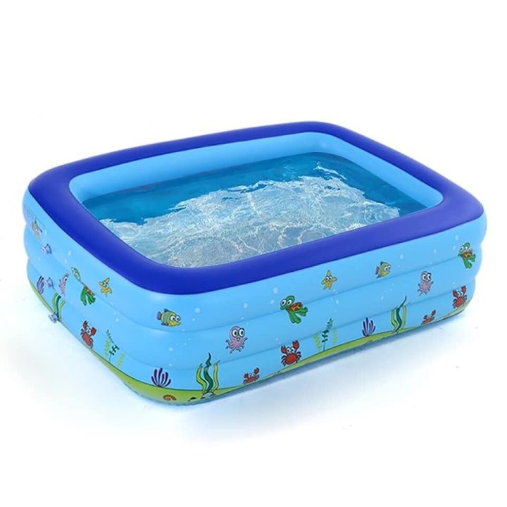 Intime Medium 3 Rings Inflatable Rectangular Baby & Kids Swimming Pool ...