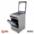 EURO APPLIANCES FREE STANDING GAS OVEN WITH 4 GAS BURNER 50L STAINLESS STEEL. 