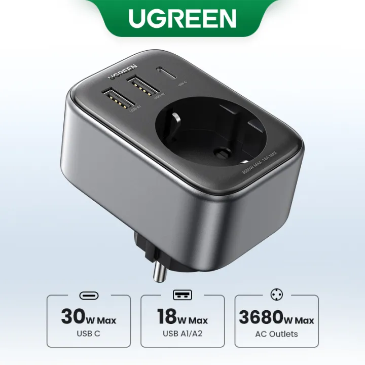 UGREEN%20PD%2030W%20GaN%20Fast%20Charger%20AC%20Outlets%20Adapter%202%20USB%201%20USB-C%20Port%20Travel%20Plugs%20for%20iPhone%2014%20Xiaomi%20Wall%20Socket%20Power%20Strip%20Charger%20-%20Image%203