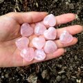 Natural Pink Rose Quartz Crystal Carved Heart Shaped Healing Love Gemstone Delie Decoration for Diy Pendant Necklace 3 Sizes. 