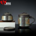 Kanglepin Purple Sand Tea Cup High-End Personal Dedicated with Cover Strain Tea and Water Separation New Chinese Three Mu Pottery Tea Caddy. 