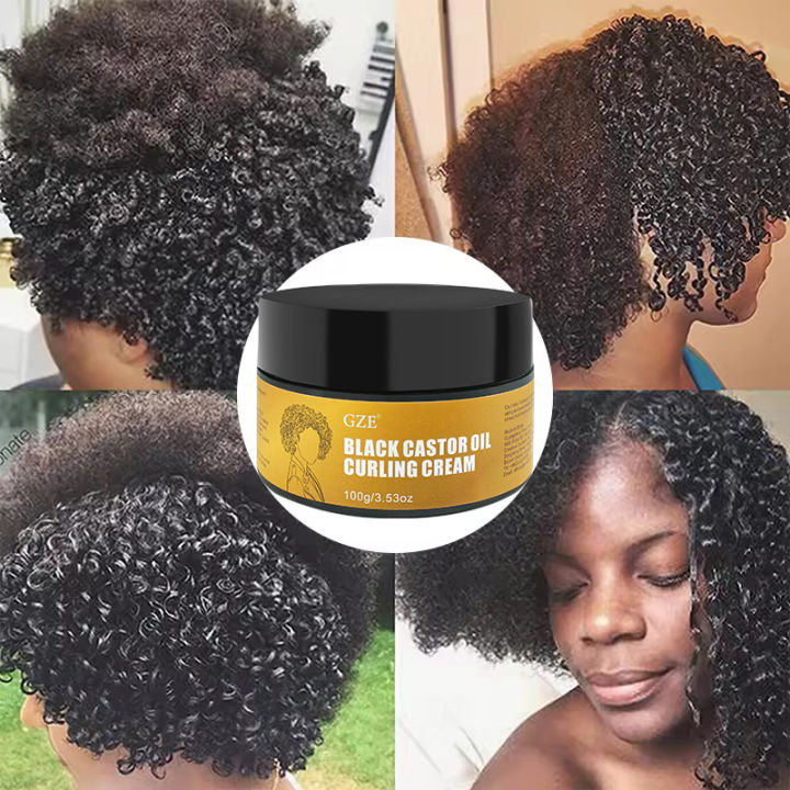 GZE Black Castor Oil Curl Defining Cream Non-stick Hydrates eliminates frizz, Hair-Smoothing Anti-Frizz Cream to Define