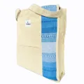 THE MYSU Heavy Duty Canvas Tote Bag - Blue Stripe (Right) - 14.5 inches (L) * 3 inches (W) * 16 inches (H). 