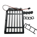 (GGBR)-Universal Roof Racks Luggage Carrier Car Frame with LED Light for 1/18 C8801 RC Crawler Car Parts Round Lamp. 