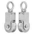 2 X Cable Pulley Wheels 360°Stainless Steel Pulley Roller Built In Dual Bearings. 