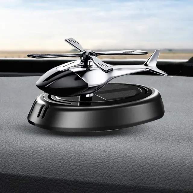 Solar Car Air Freshener Auto Interior Accessories Helicopter Propeller Car Fragrance Decoration Deodorant Perfume Diffuser Car Dashboard Solar Helicopter with Air freshener - BLACK