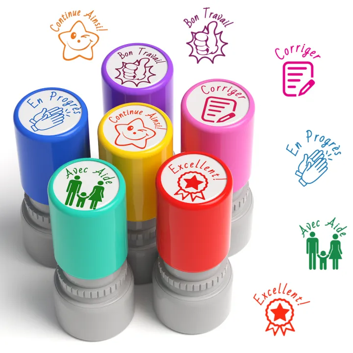 6 Teacher seals, Commendation Award Seal, Teacher Evaluation Award Cartoon seal, transparent storage box for t