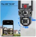 12MP 3-Lens Panorama 4G SIM / WiFi Outdoor Security Camera | PTZ IP CCTV with AI Human Detection, 360° View & HD Infrared Night Vision. 