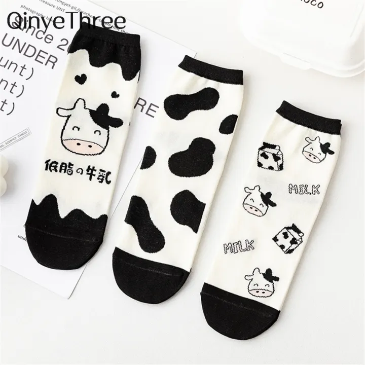 INS New Black White Cow Pattern Tube Socks Sweet Lolita Japanese College Student Cotton Unisex Dropship