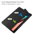 For Xiaomi Pad 5 / 5 Pro Three-fold Transparent TPU Horizontal Flip Leather Case with Pen Slot & Three-fold Holder & Sleep / Wake-up Function. 