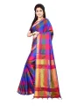 Checked Saree Bhagalpuri Soft Silk Saree With Blouse Piece for Girls & Women (Multicolor). 