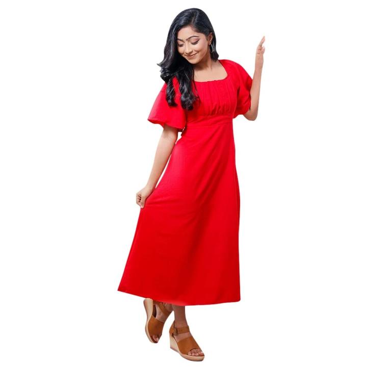 Flutter Sleeve Dress with Side Slit