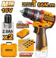 Ingco 16V Brushless Cordless Impact Drill 66Nm | CIDLI166062 | 2 Batteries + Charger. 