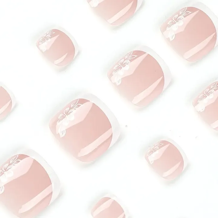 Toe%20Nails%20Set%20French%20Press%20on%20Foot%20Tips%20Nail%20Tips%20with%20Designs%20Summer%20Reusable%20Artificial%20False%20Stick-on%20Nails%20Art%2024pcs%20-%20Image%203