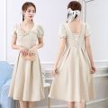 Daily New Women's Sisters Group Can Wear Lace-up Mid-Length Dress Bridesmaid Dress Host Clearance Bottoming Dress. 