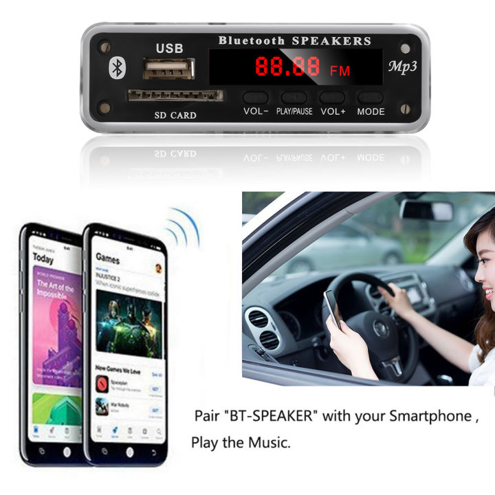 Dc%205v%2012v%20Bluetooth%205.0%20Mp3%20Decoding%20Board%20Module%20Wireless%20Car%20Usb%20Mp3%20Player%20Tf%20Slot%20Usb%20Fm%20With%20Mic%20Handsfree%20Control%20-%20Image%202