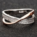 Simple And Fashionable X-shaped Diamond Inlaid Women's Ring. 