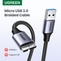 UGREEN Micro USB 3.0 Cable, USB 3.0 A to Micro B Cord Nylon Braided External Hard Drive Cable for Samsung Galaxy S5, Note 3/Pro 12.2, Western Digital, Toshiba. 