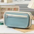 School Supplies Large Capacity Pencil Case Solid Color Pencil Pouch Stationery Pen Case Multi Layer Makeup Bag Pen Storage Bag Girls. 
