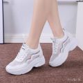 Women's All-Matching Mesh Korean-Style White Shoes Within Breathable Increased ； Dad Shoes Sneaker 2024 Casual New Summer ﹕. 