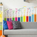 Cartoon Rainbow Crayon Wall Stickers Kids Room Bedroom Background Decoration Wallpaper Home Decor Self Adhesive Nursery Decals. 